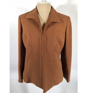 Kaspar Petites Blazer Brown 4P Open Front Wear To Work Jacket PS